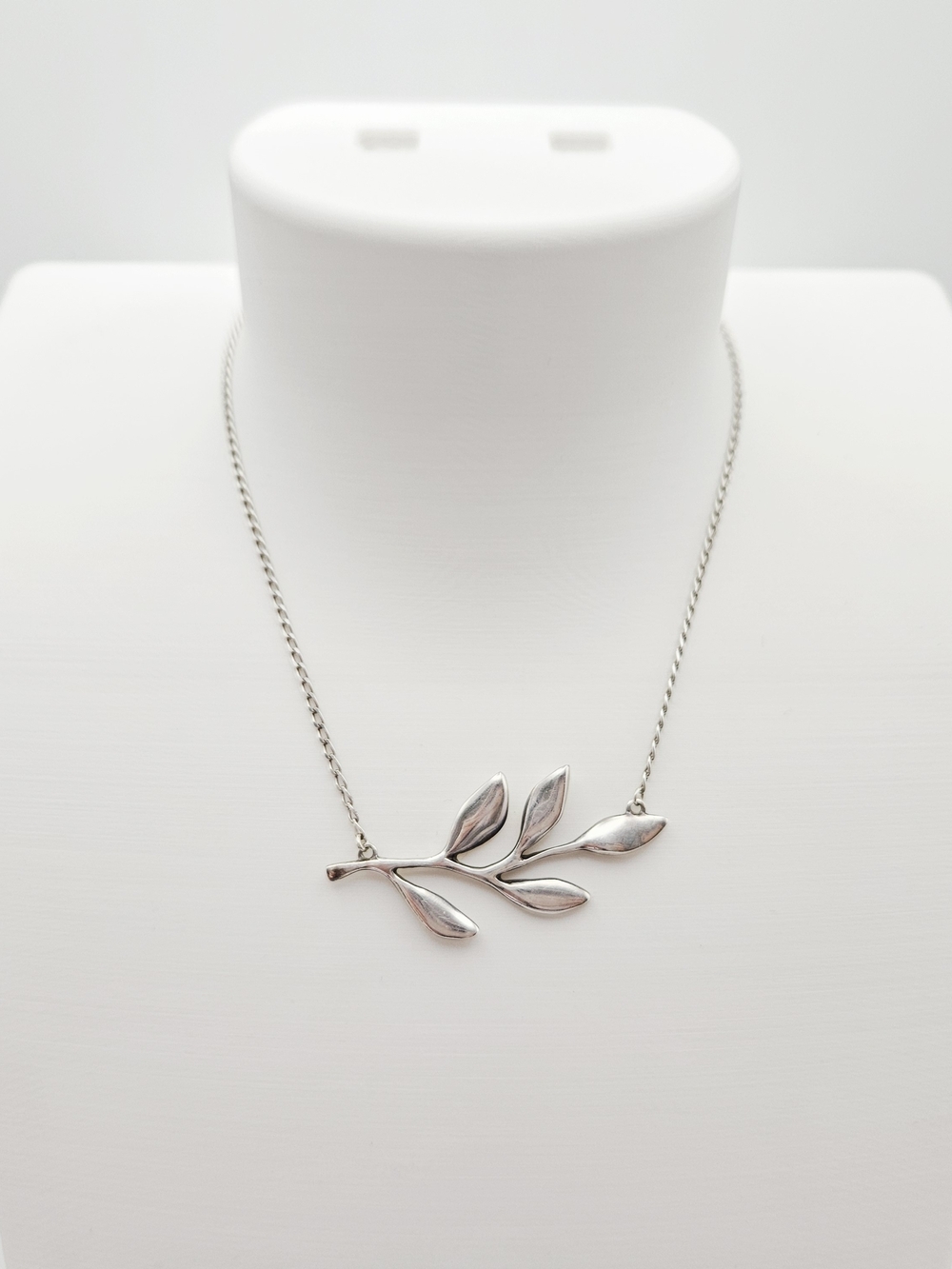 Delicate Silver Leaf Branch Necklace